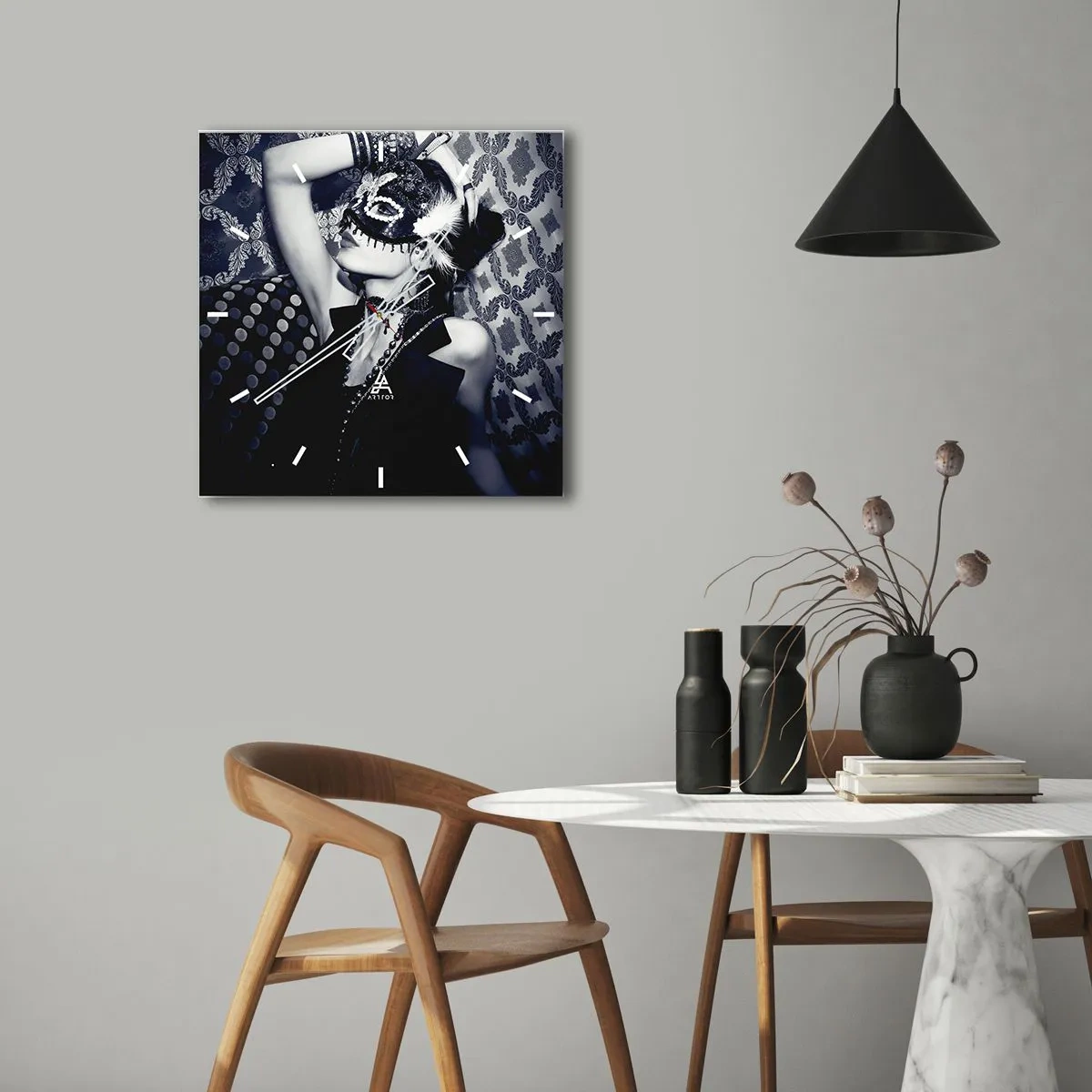 Ceas de perete - Ceas pe sticlă - Decorațiuni, ornamente, modele... - 40x40 cm