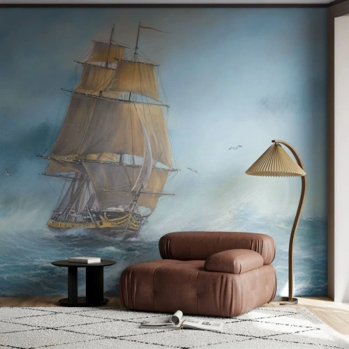 Tapet Premium Sand - Rulează pe valuri - Mare, Navă, Nautic - 200x140 cm