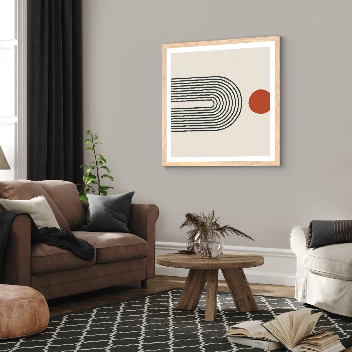 Poster în ramă de stejar deschis - Magnetismul formelor și al culorilor - 30x30 cm