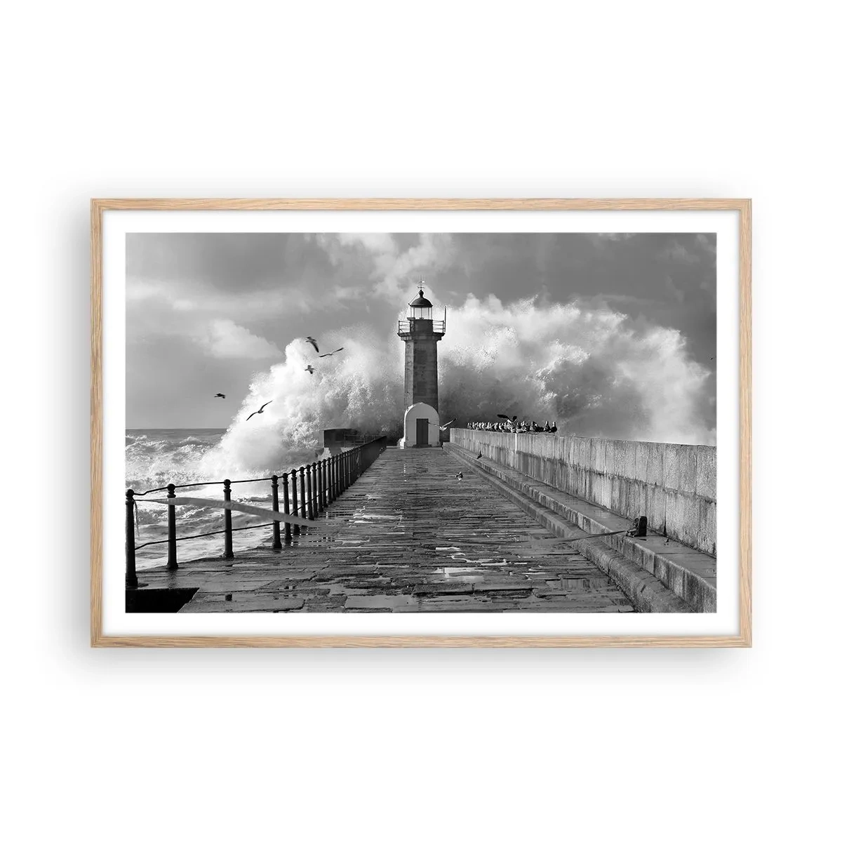 Poster în ramă de stejar deschis - Fără frică  - 91x61 cm