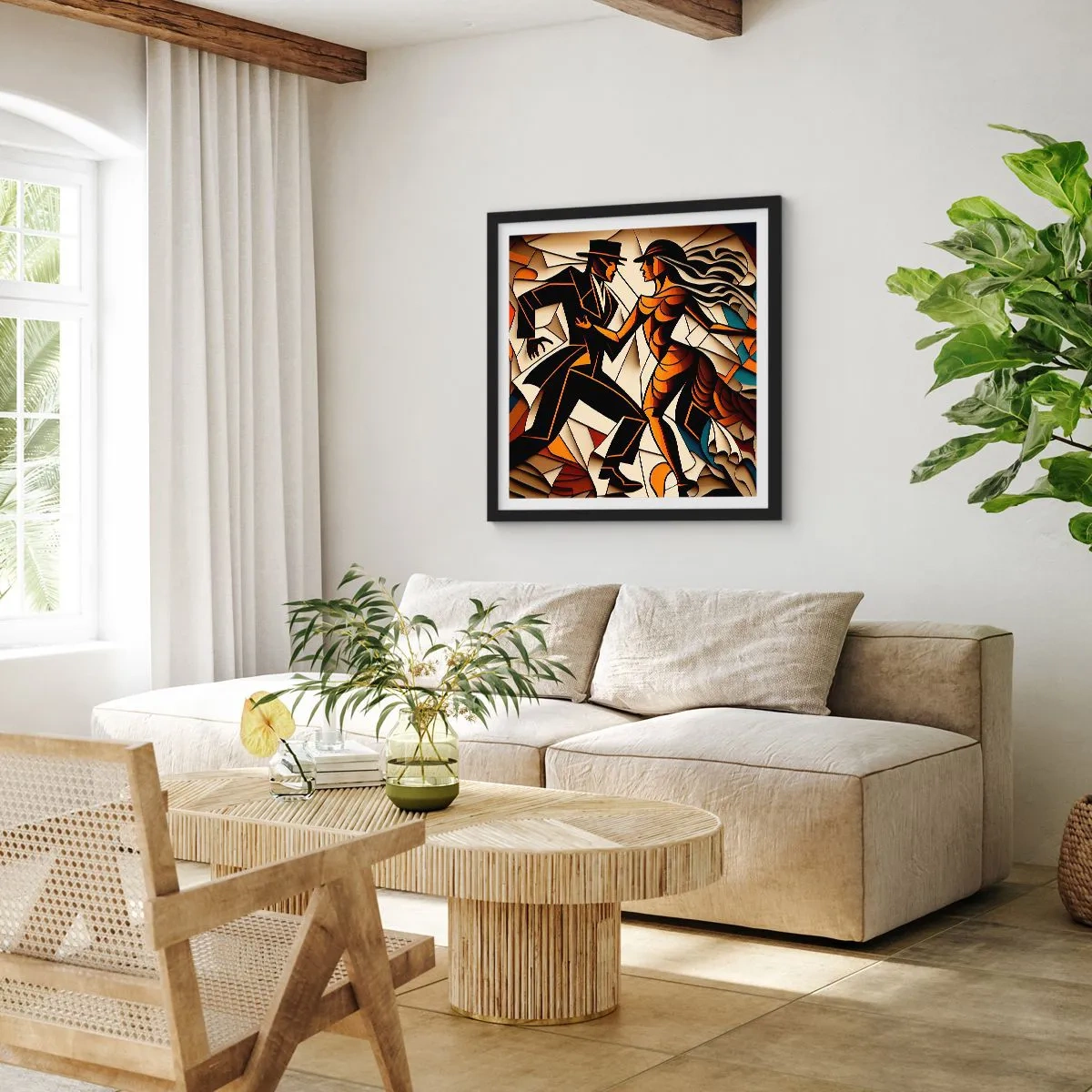 Poster în ramă neagră - Dans cu pasiune - 50x50 cm