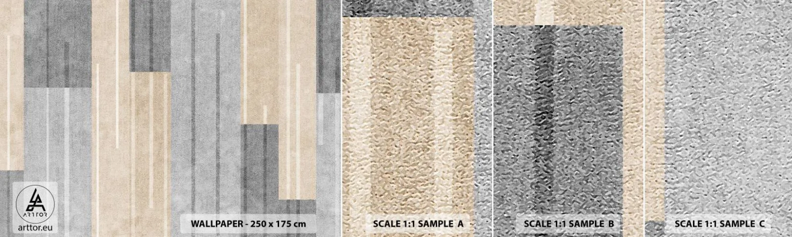 Mostră tapet autocolant Deluxe Sticker - Compoziție: în poziție verticală - Abstracția, Linii, Pastel - 100x30 cm