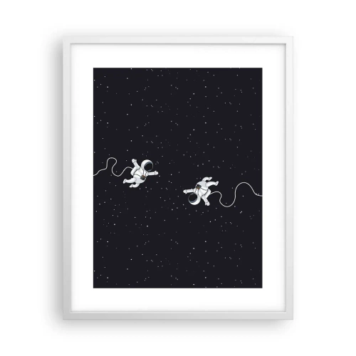 Poster în ramă albă - Dansul spațial - 40x50 cm