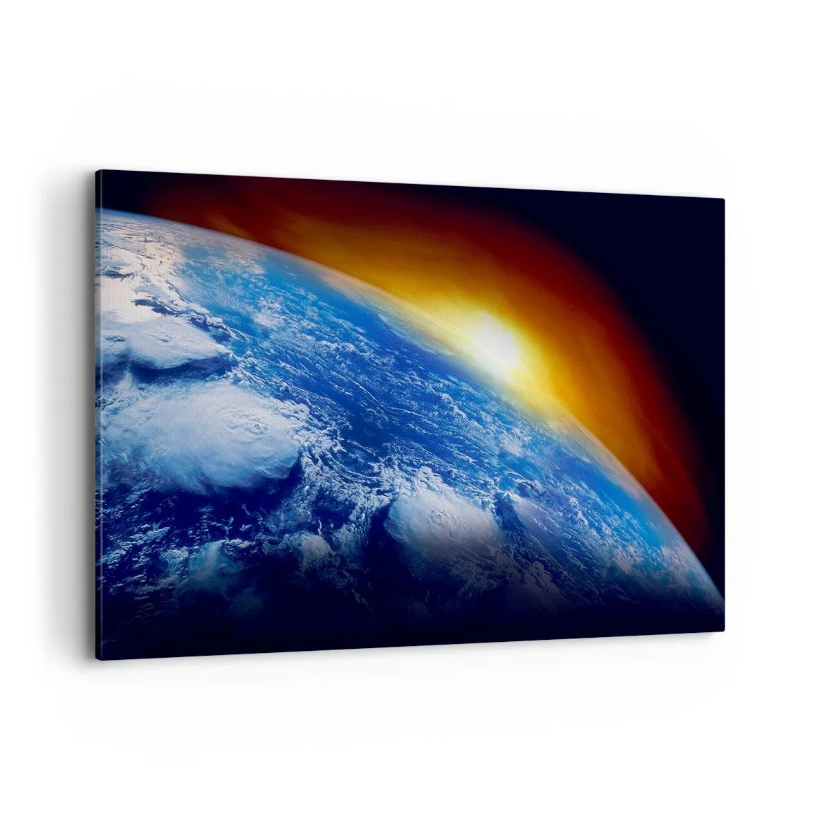 Tablou pe pânză - Răsărit de soare deasupra planetei albastre - 100x70 cm