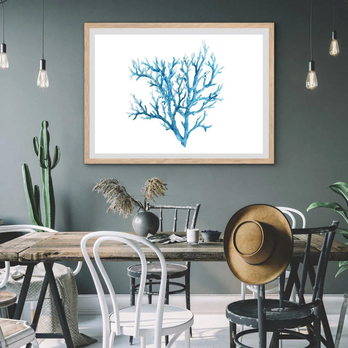 Poster în ramă de stejar deschis - Filigranul marin - 70x50 cm