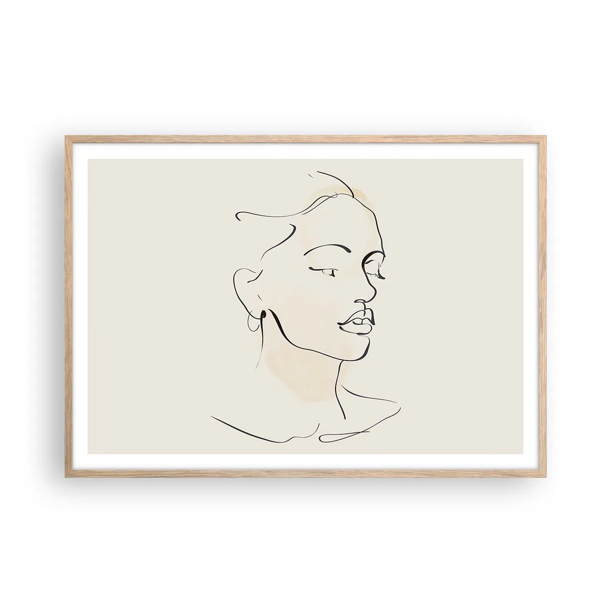 Poster în ramă de stejar deschis - Cu o linie sigură - 100x70 cm