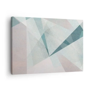 Tablou pe pânză Canvas - Forme geometrice în nuanțe pastelate de albastru și gri - 70x50cm - Calm și totuși dinamic - Decorațiune modernă pentru perete pentru living și dormitor ARTTOR