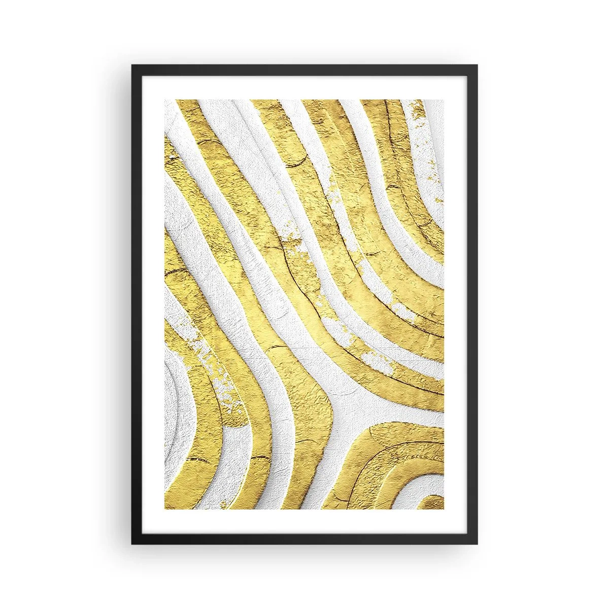Poster în ramă neagră - Compoziția în alb și auriu - 50x70 cm