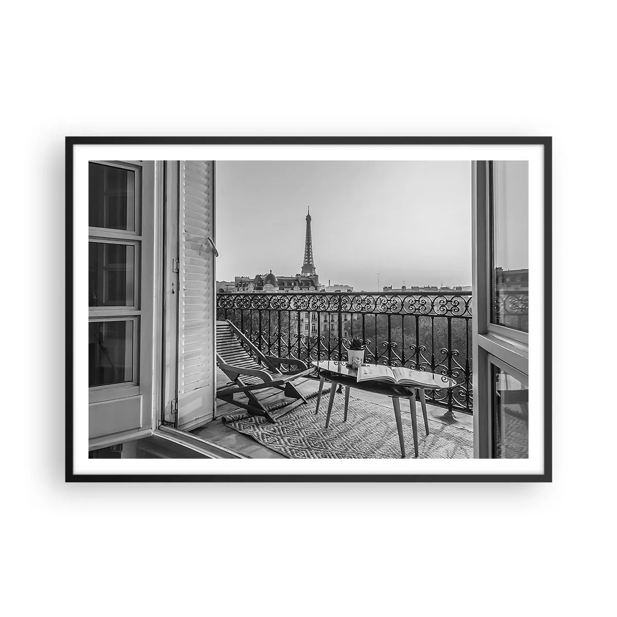 Poster în ramă neagră - După-amiază pariziană - 100x70 cm