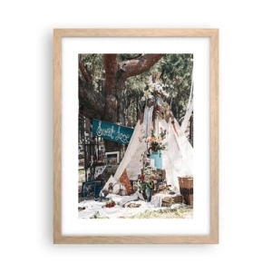 Poster în ramă de stejar deschis - Make love… - 30x40 cm