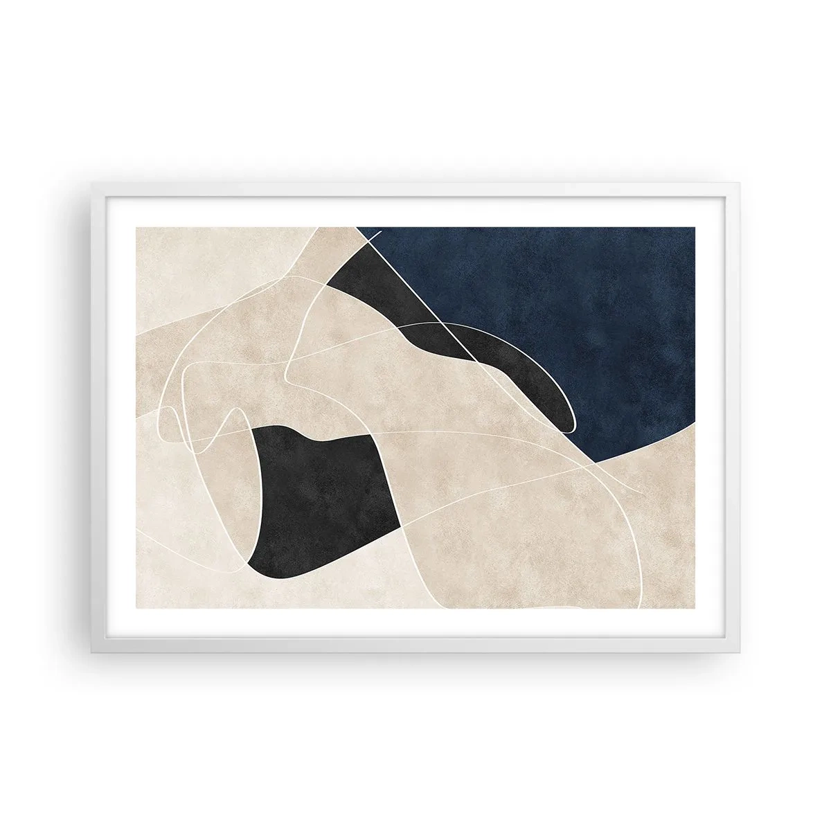 Poster în ramă albă - Compoziție abstractă - contrast de culori - 70x50 cm