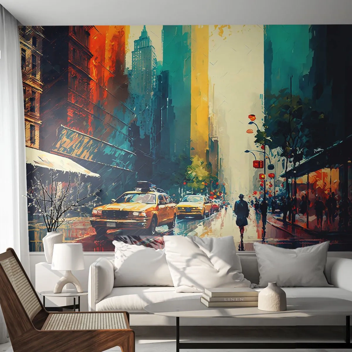 Tapet Premium Sand - New York - aici și ploaia este colorată - Bucată, Peisaj, Oraș - 100x70 cm
