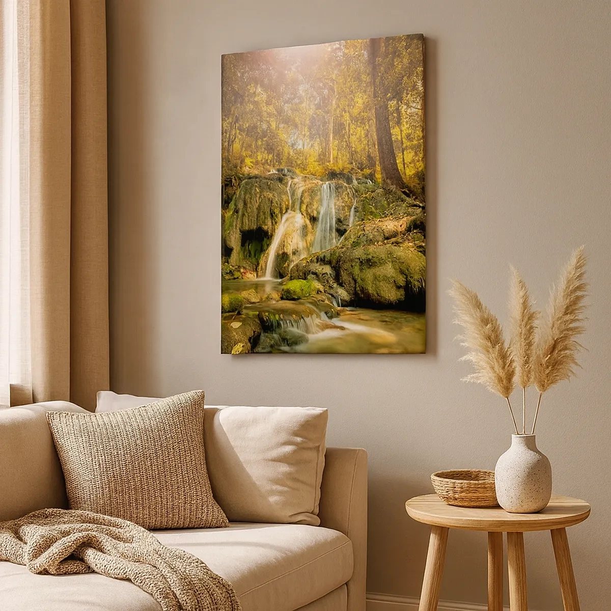Tablou pe pânză - Cascada de pădure în verde - 50x70 cm