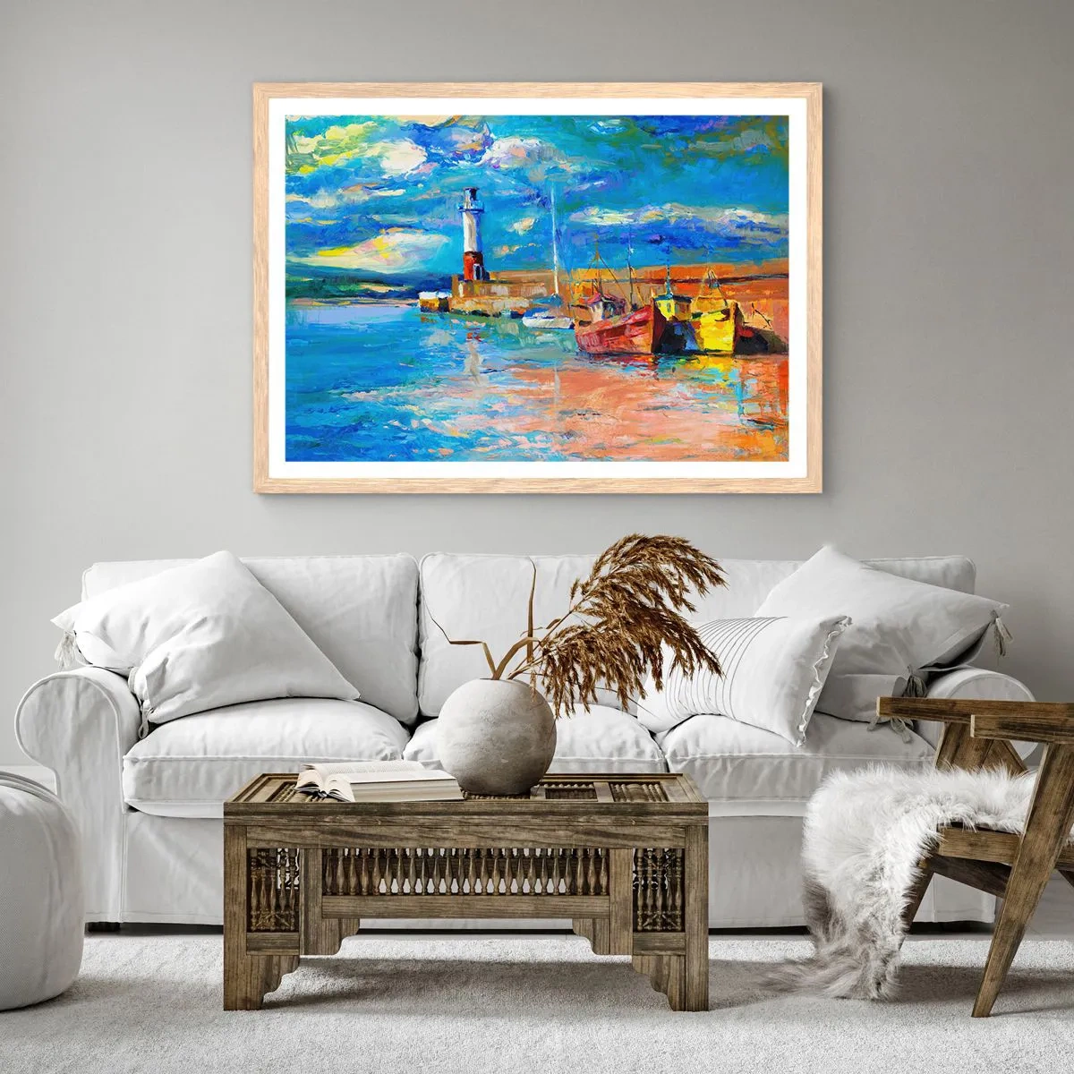 Poster în ramă de stejar deschis - După-amiază în golful de curcubeu - 50x40 cm