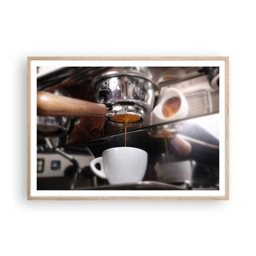 Poster în ramă de stejar deschis - Cel mai bun moment al zilei - 100x70 cm