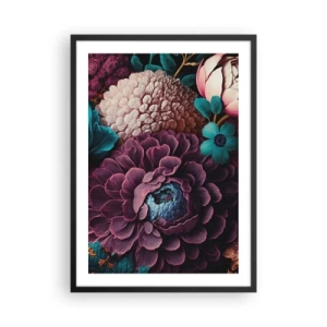 Poster în ramă neagră - Un aranjament floral în nuanțe intense - 50x70cm - Natura în abundență - Decorațiune modernă pentru perete pentru living și dormitor ARTTOR