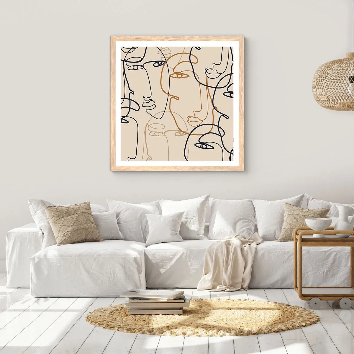 Poster în ramă de stejar deschis - Portret multiplicat - 60x60 cm