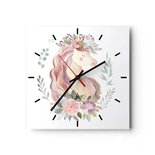 Ceas de perete - Ceas pe sticlă - O invitație în lumea basmelor - 40x40 cm