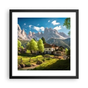 Poster în ramă neagră - Idilă alpină - 40x40 cm