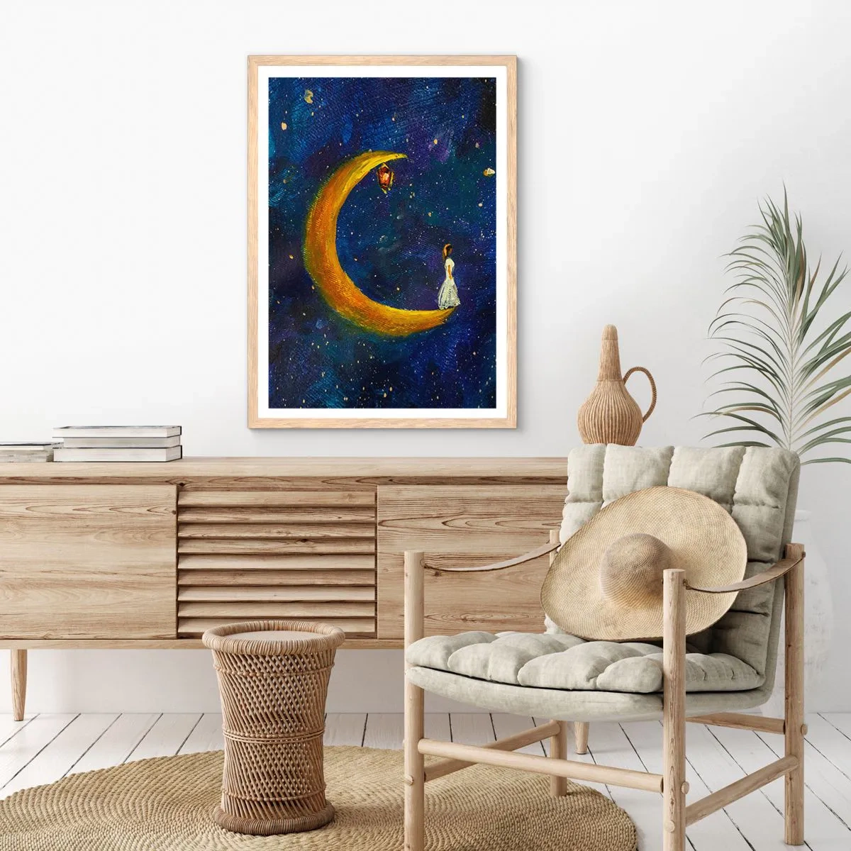 Poster în ramă de stejar deschis - Chemarea lumii - 70x100 cm