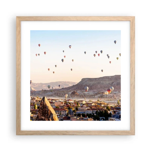 Poster în ramă de stejar deschis - Ca niște nave pe cer - 40x40 cm
