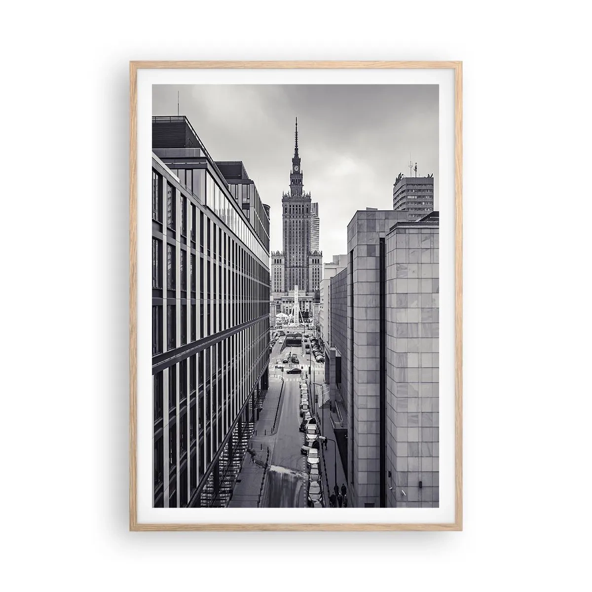 Poster în ramă de stejar deschis - Vale citadină din Varșovia - 70x100 cm