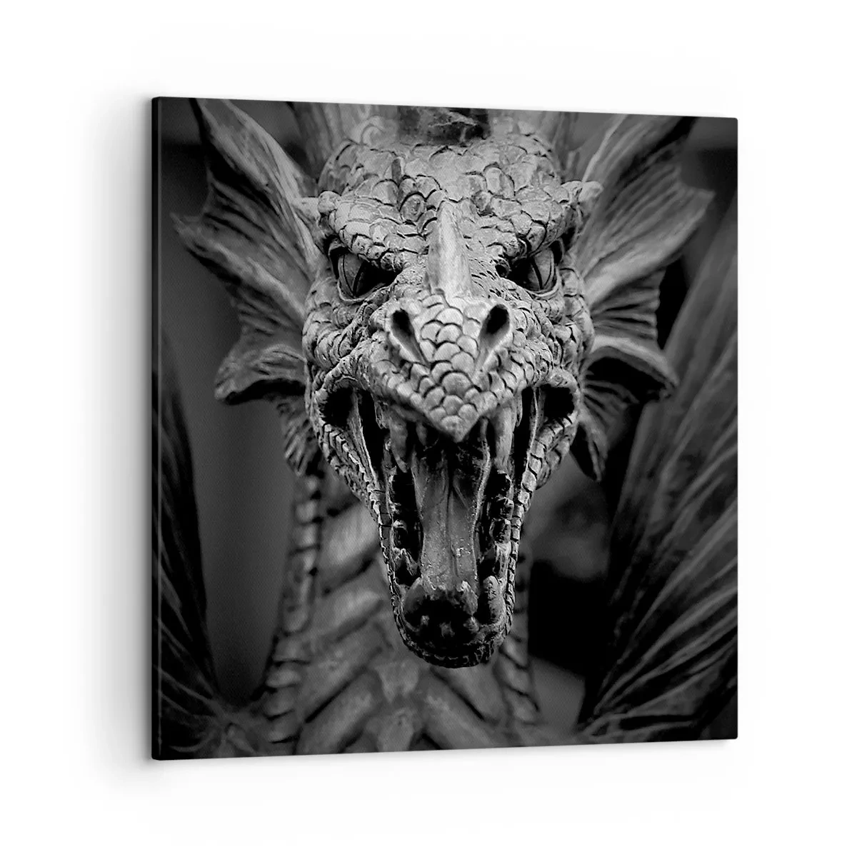Tablou pe pânză - Dragon de basm în gri - 50x50 cm