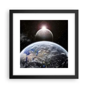 Poster în ramă neagră - Peisaj cosmic - răsărit de soare - 30x30 cm