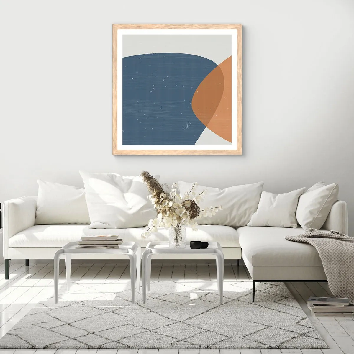 Poster în ramă de stejar deschis - Ovale și influențe - 60x60 cm