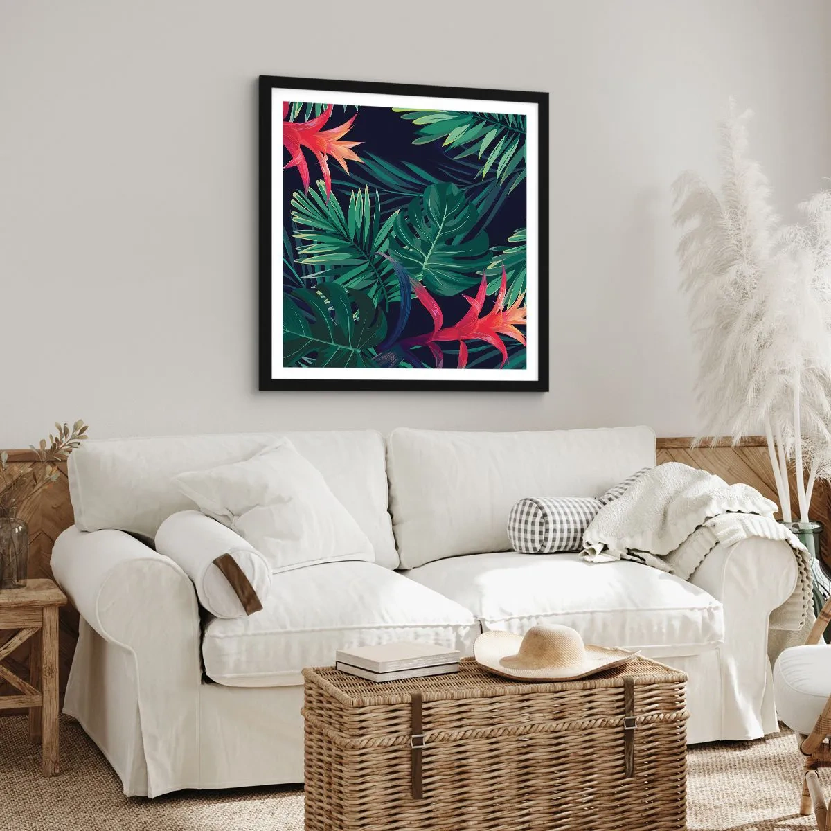 Poster în ramă neagră - Flacăra verde - 30x30 cm