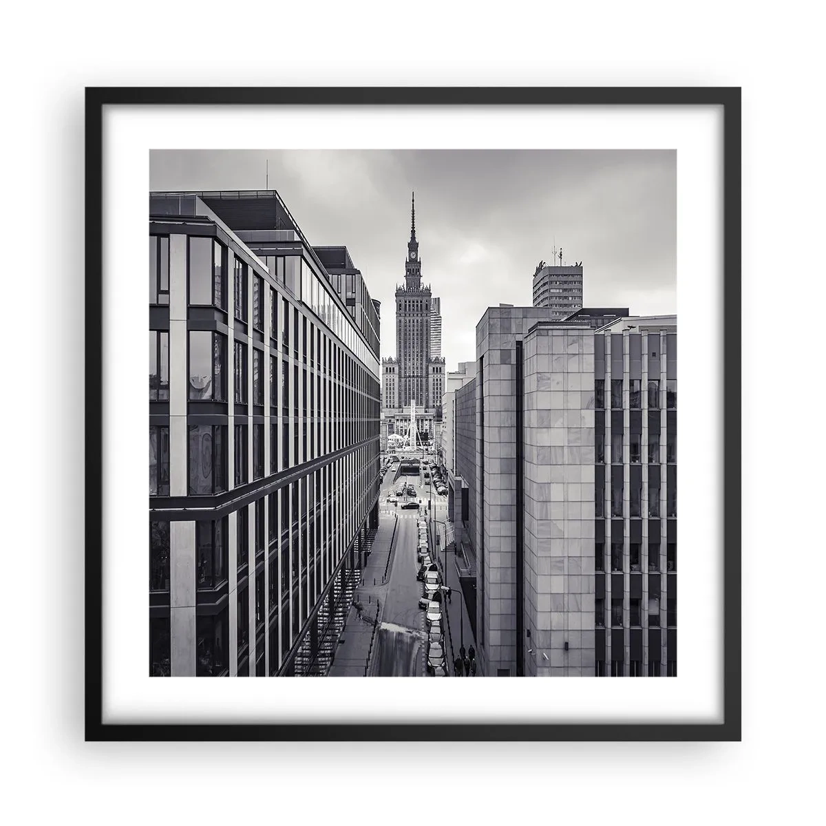 Poster în ramă neagră - Vale citadină din Varșovia - 50x50 cm