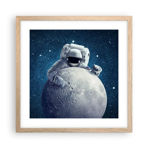 Poster în ramă de stejar deschis - Glumeț spațial - 40x40 cm