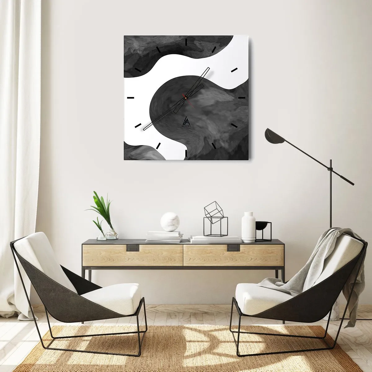 Ceas de perete - Ceas pe sticlă - Calea Lactee - 40x40 cm