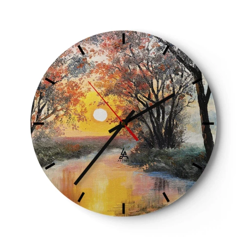 Ceas de perete - Ceas pe sticlă - Atmosferă de toamnă - 40x40 cm