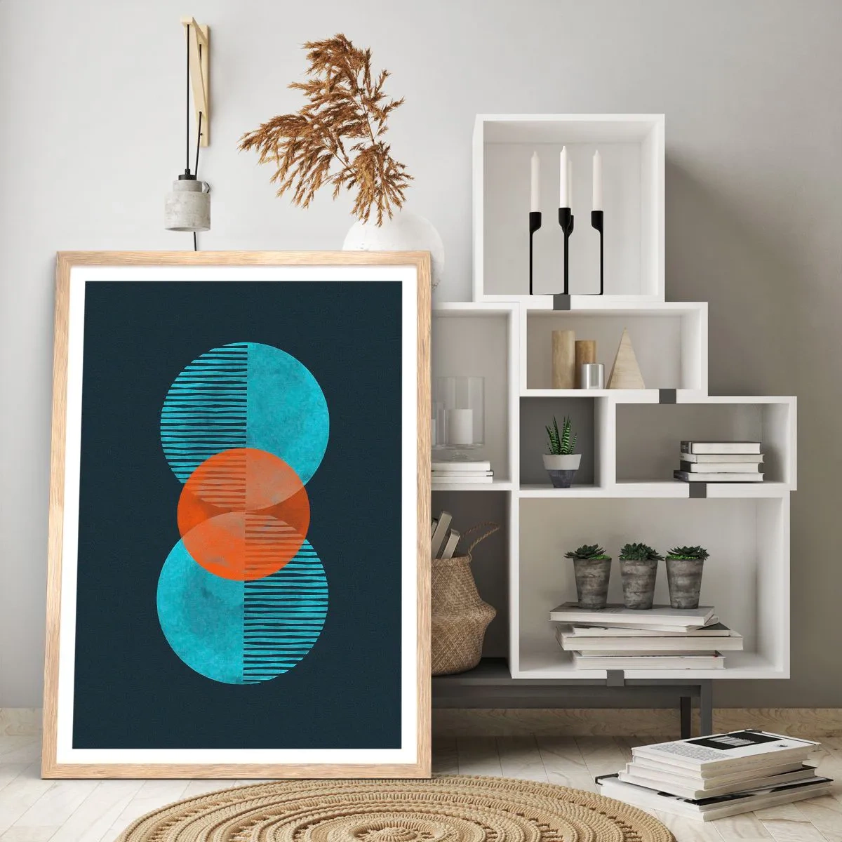 Poster în ramă de stejar deschis - Compoziție simetrică - 70x100 cm