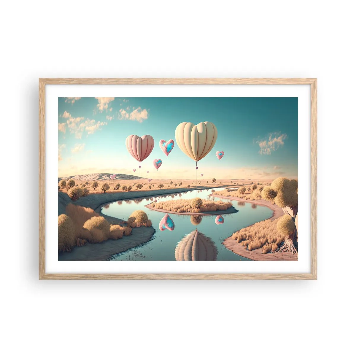 Poster în ramă de stejar deschis - Iubirea ne înalță - 70x50 cm