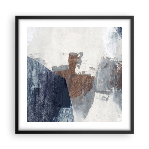 Poster în ramă neagră - Forme albastre-maronii - 50x50 cm