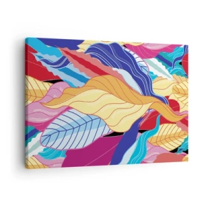 Tablou pe pânză Canvas - Frunzele vibrante creează o compoziție dinamică - 70x50cm - O dezordine colorată - Decorațiune modernă pentru perete pentru living și dormitor ARTTOR