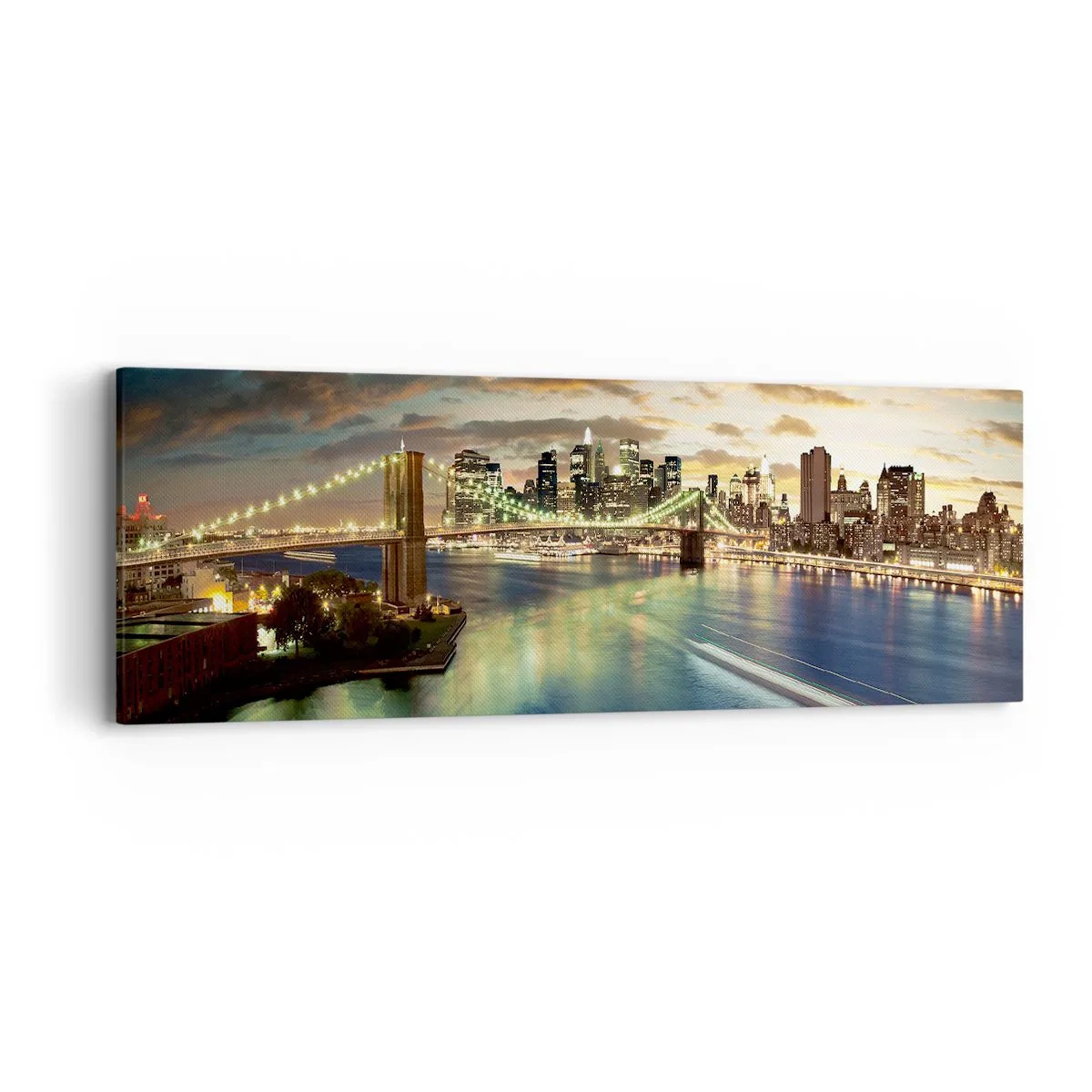Tablou pe pânză - O seară luminată deasupra Manhattan-ului - 90x30 cm