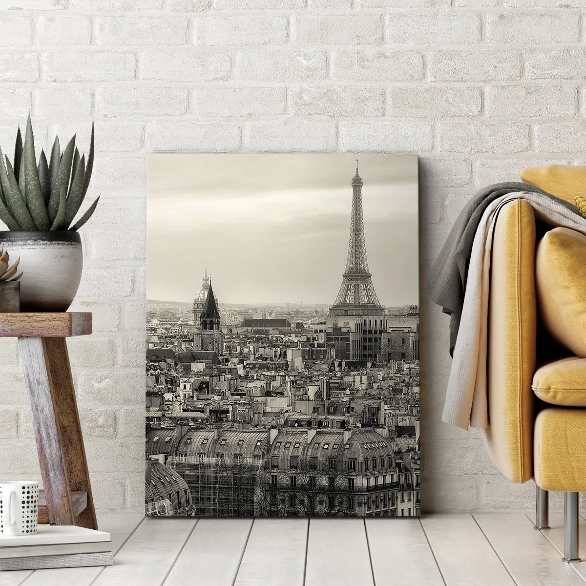 Tablou pe pânză - Deasupra acoperișurilor Parisului - 50x70 cm