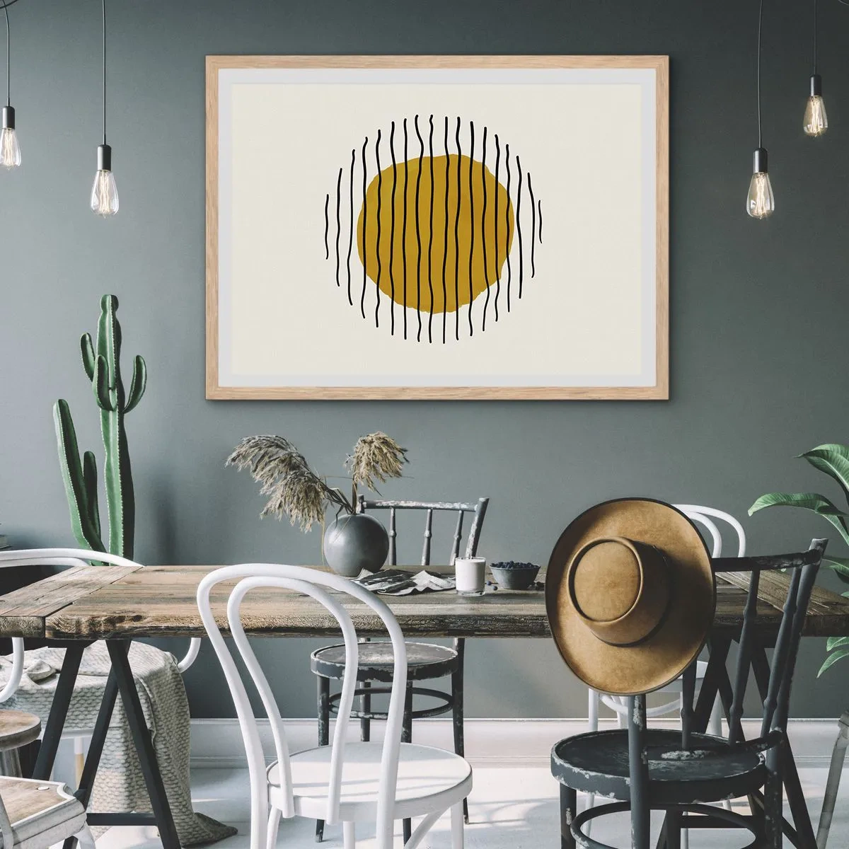 Poster în ramă de stejar deschis - Abstracție tremurândă de căldură - 50x40 cm