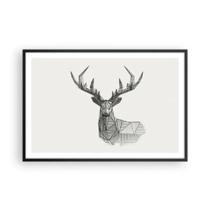 Poster în ramă neagră - Cerb în stil cubist - 91x61 cm