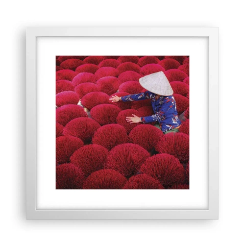 Poster în ramă albă - Într-un câmp de orez - 30x30 cm