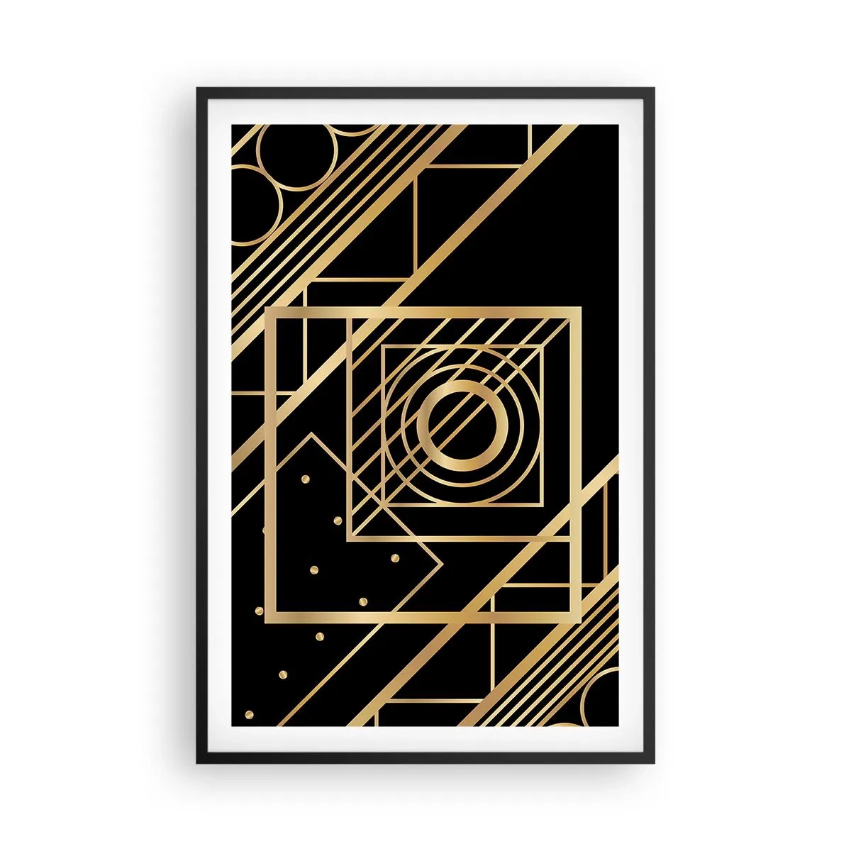 Poster în ramă neagră - Geometrie de aur - 61x91 cm