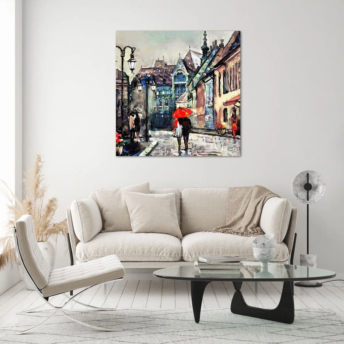 Tablou pe sticlă - Ploaie pentru doi - 50x50 cm