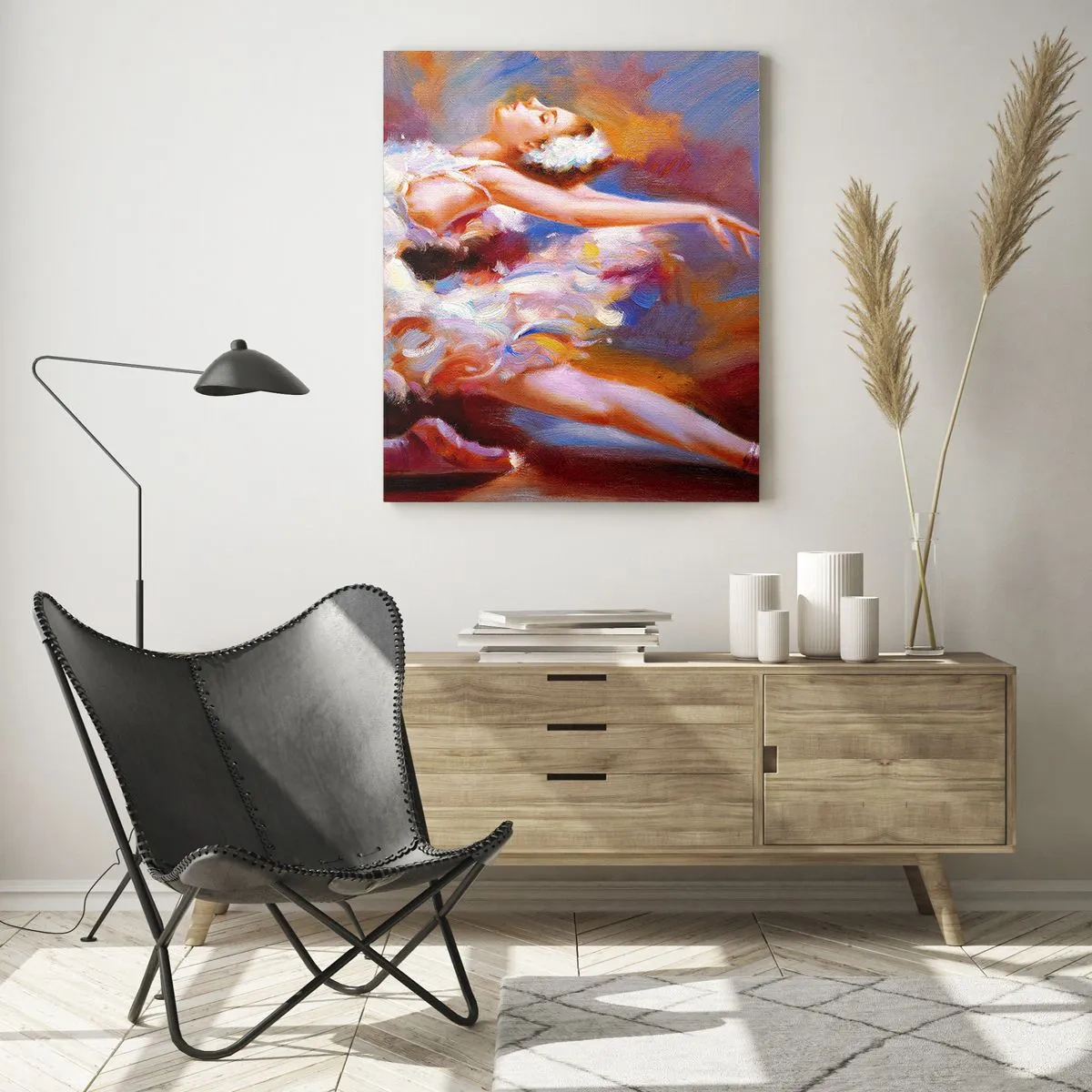 Tablou pe sticlă - Harul lebedei - 70x100 cm