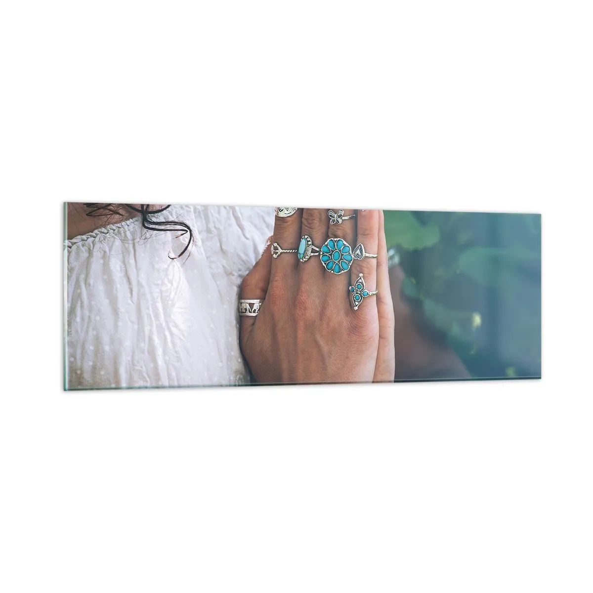 Tablou pe sticlă - Bine ați venit în centrul ființei - 90x30 cm