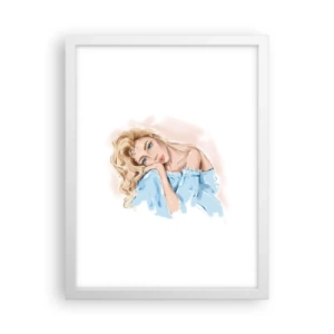 Poster în ramă albă - Scufundată în vis albastru - 30x40 cm