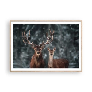 Poster în ramă de stejar deschis - Stăpânul pădurii și soția sa - 100x70 cm