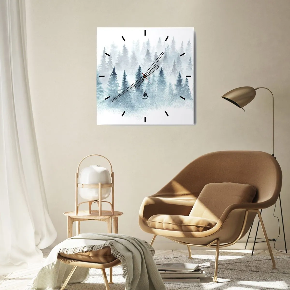 Ceas de perete - Ceas pe sticlă - Înfășurate în ceață - 40x40 cm